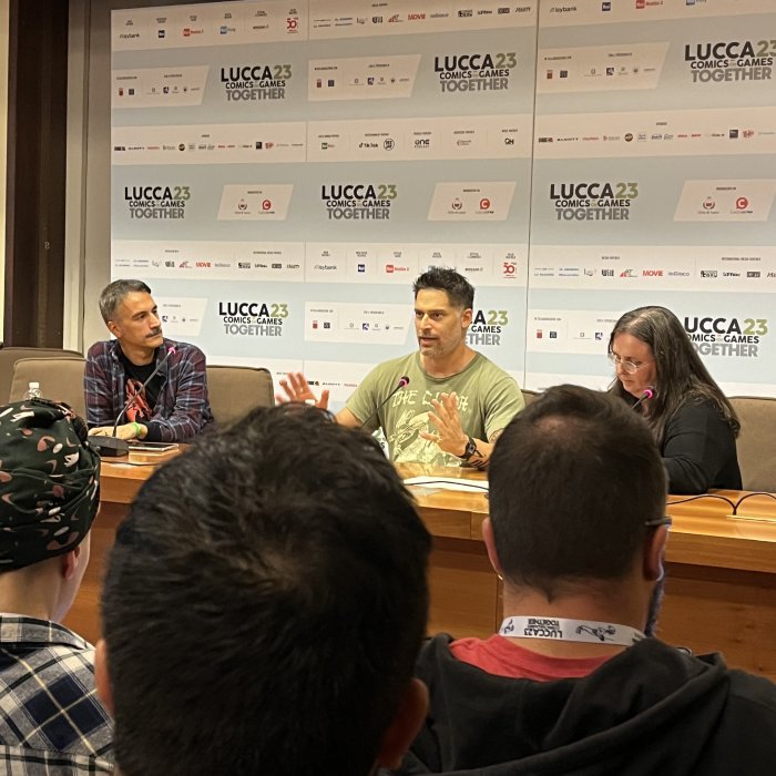Joe Manganiello durante l'incontro con la stampa a Lucca 2023