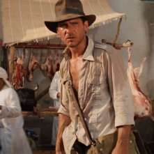 I predatori dell'Arca perduta: Harrison Ford in una sequenza