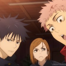 Jujutsu Kaisen: Yuji, Megumi e Nobara in una scena