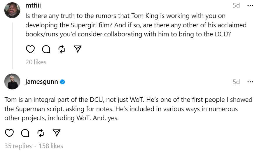 James Gunn Tom King Superman Dc Universe