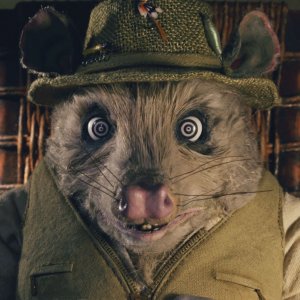 Una bizzarra immagine dell'opossum Kylie dal film Fantastic Mr. Fox