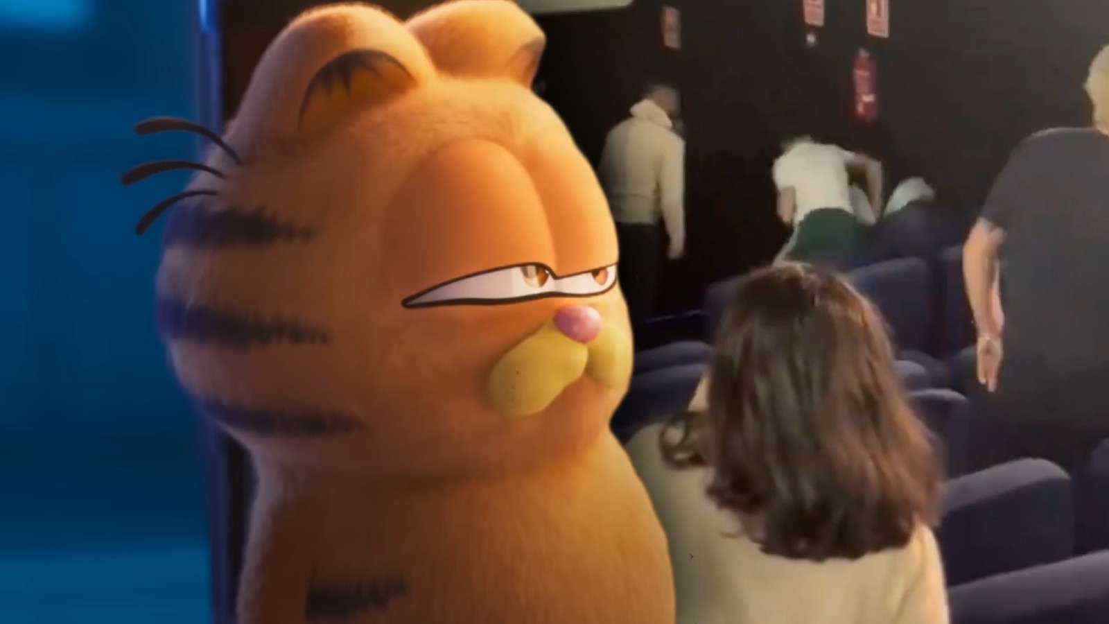 Garfield: briga no teatro durante a exibição do filme de animação, espectadores em estado de choque