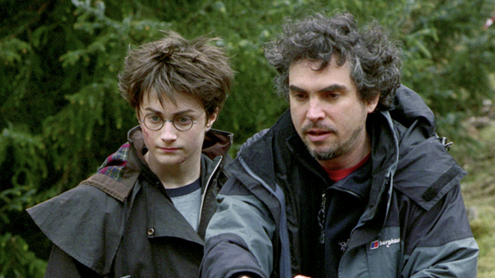 Alfonso Cuaron e Daniel Radcliffe sul set di Harry Potter e il prigioniero di Azkaban