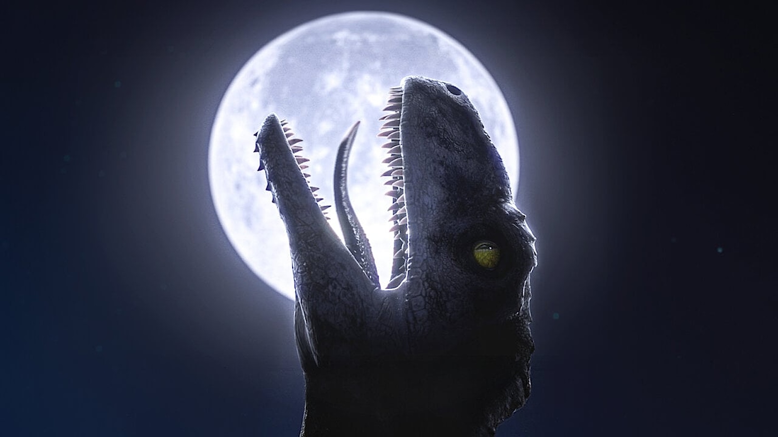 La suggestiva sagoma del dinosauro in controluce di Jurassic World: Teoria del caos