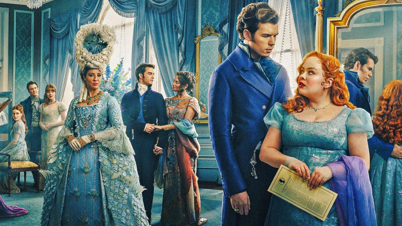 Colin e Penelope con cast di Bridgerton 3