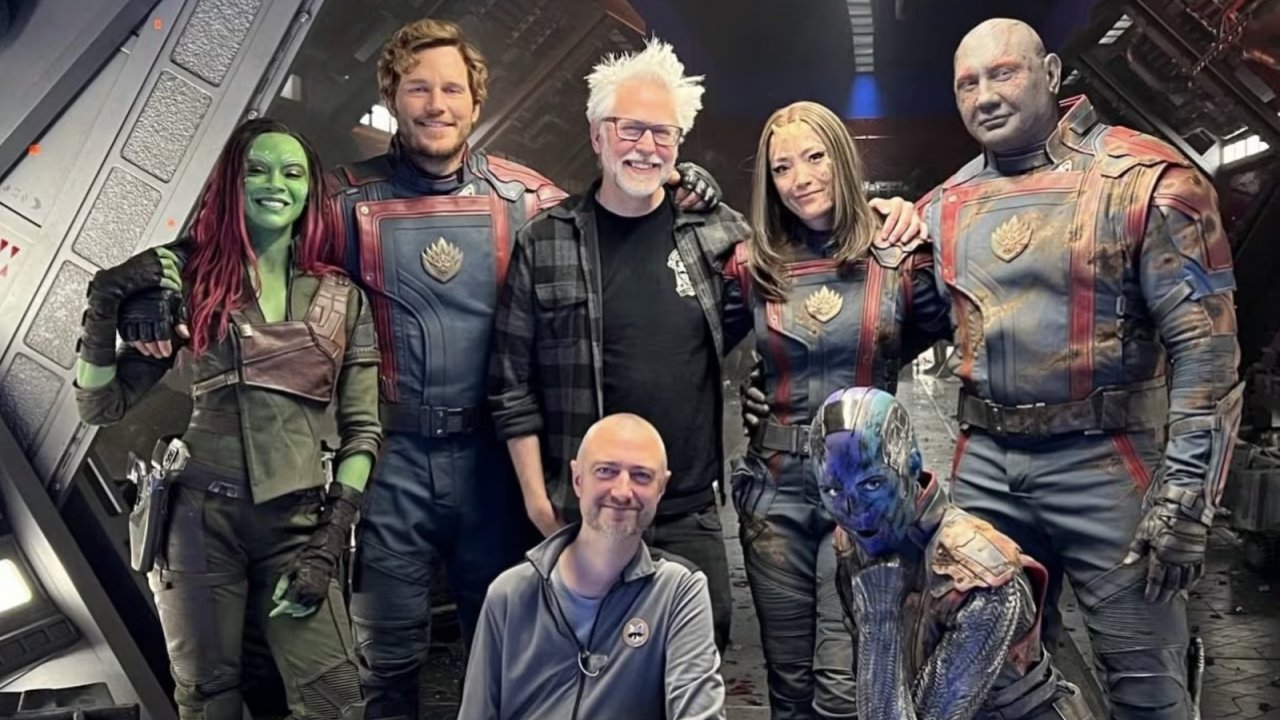 James Gunn e i Guardiani della Galassia sul set
