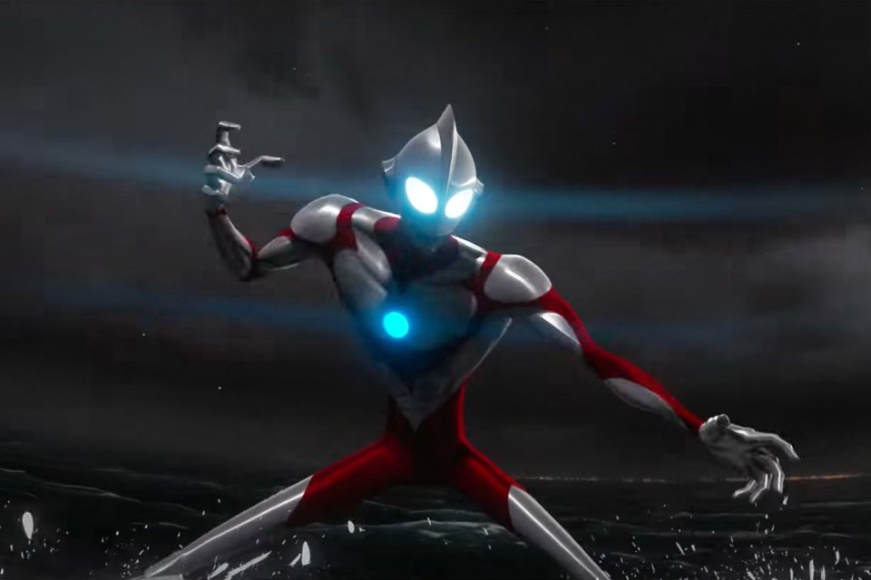 Ultraman subindo uma cena do filme