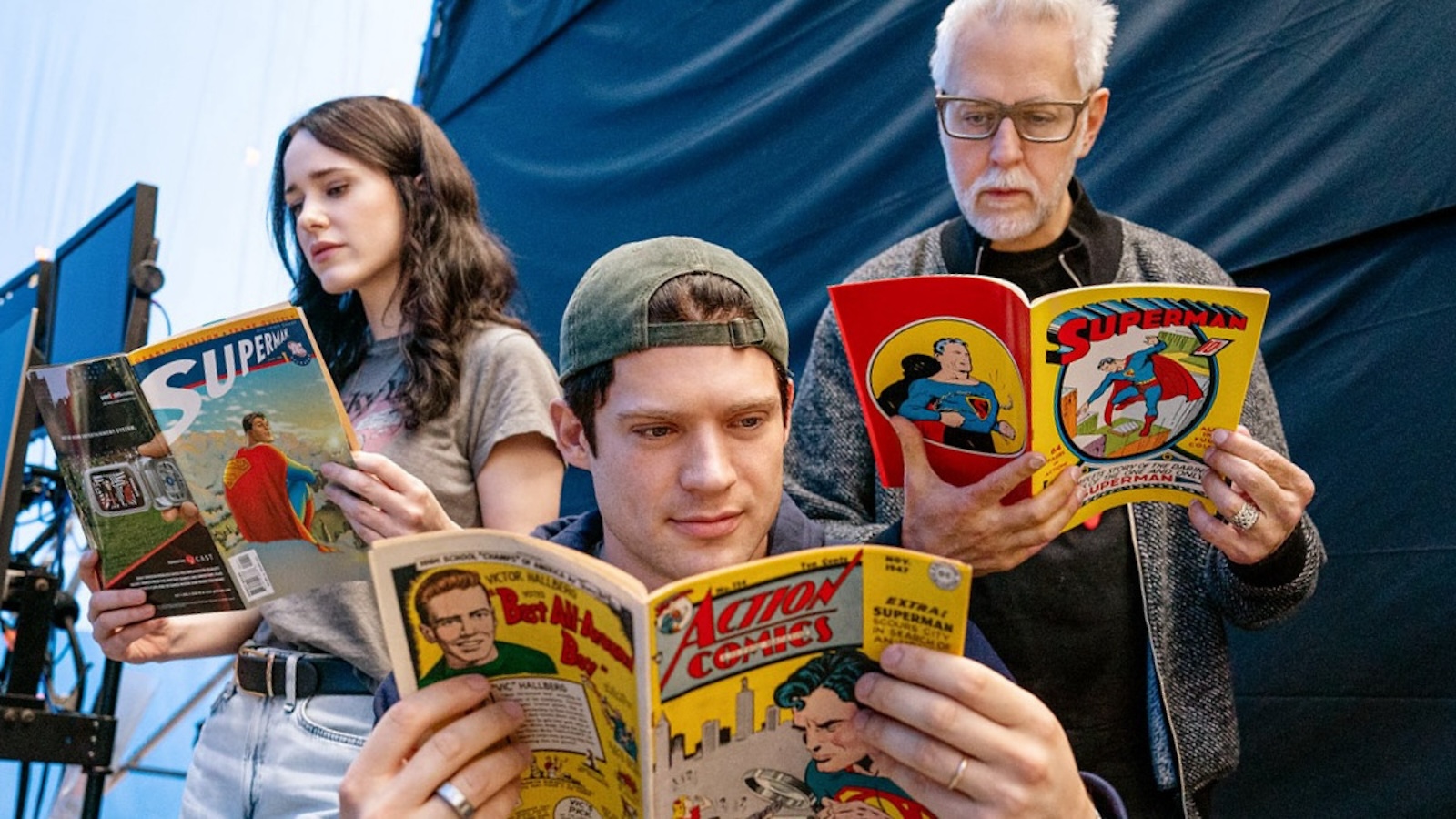 Rachel Brosnahan, David Corenswet e James Gunn