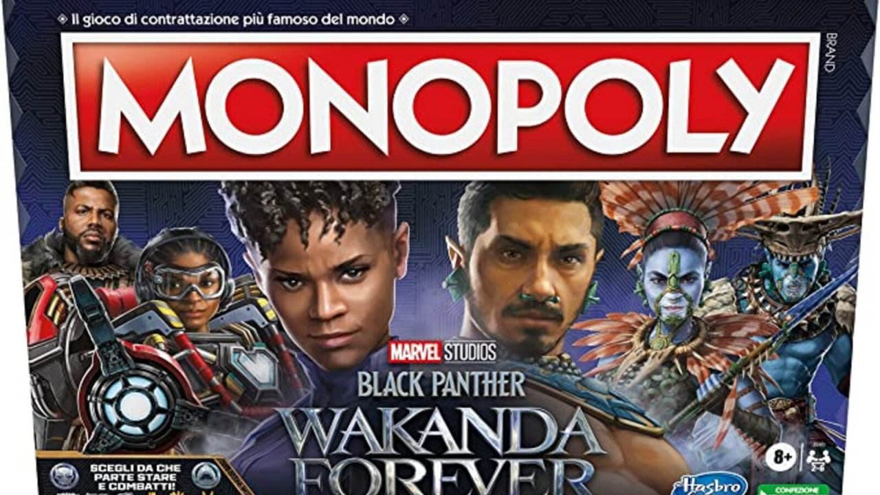 Immagine tratta da Amazon, rappresentante la scatola del Monopoly di Black Panther: Wakanda Forever.