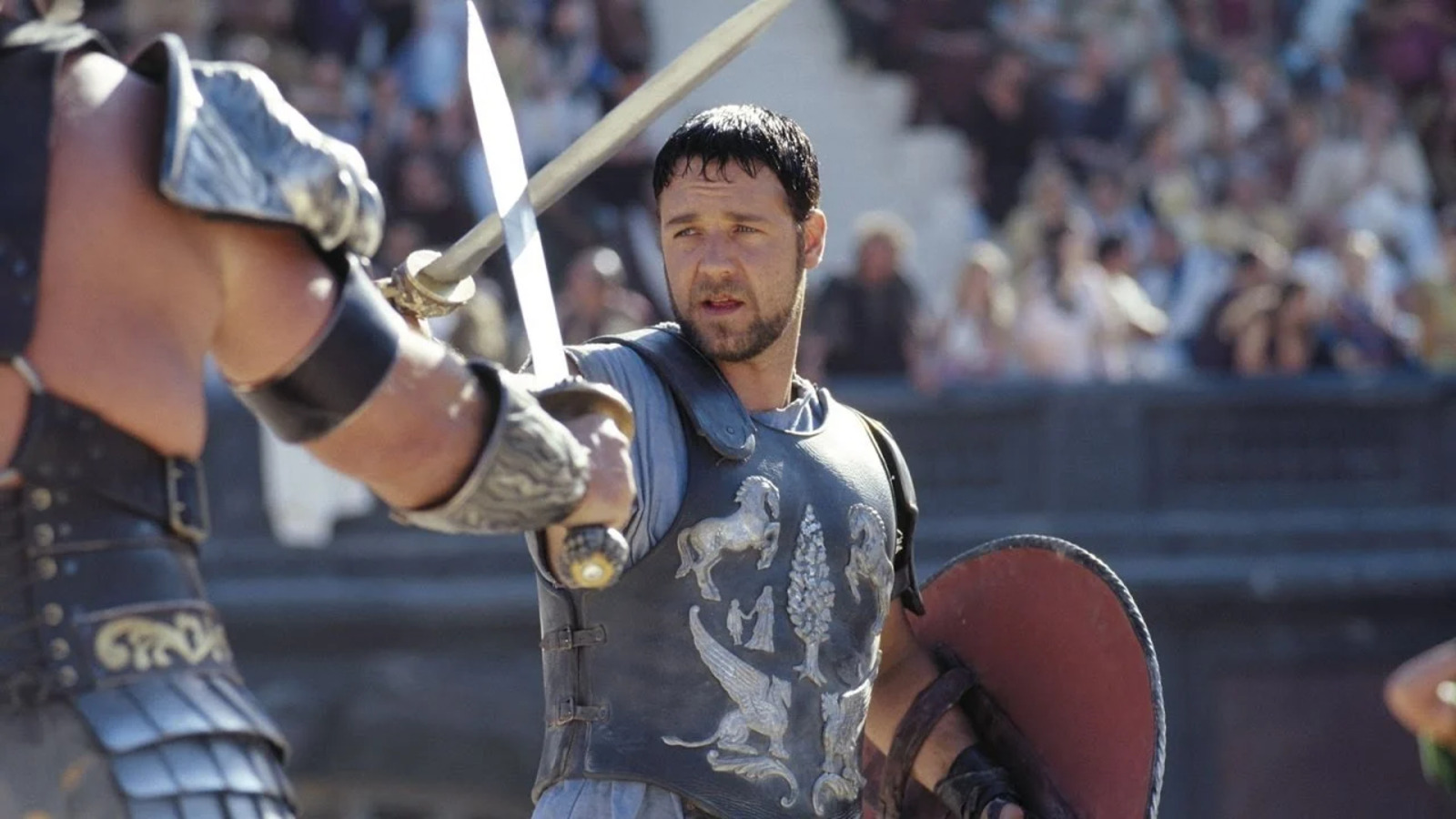 Russel Crowe in una scena de Il Gladiatore.