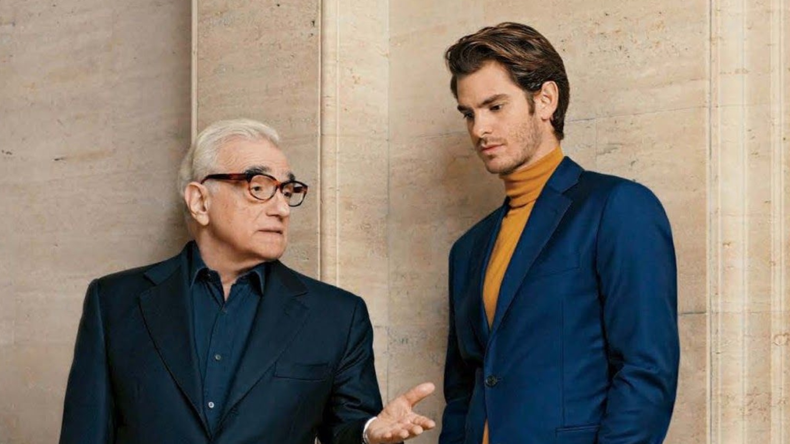 Martin Scorsese insieme a Andrew Garfield