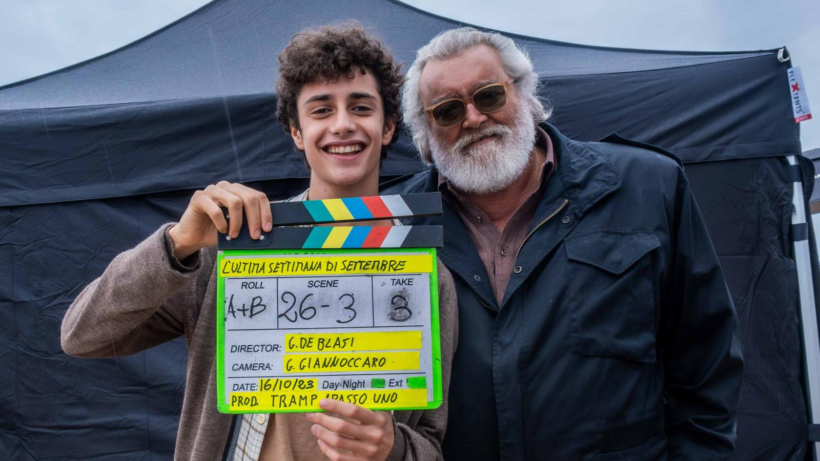 Biagio Venditti e Diego Abatantuono sul set de L'ultima settimana di settembre