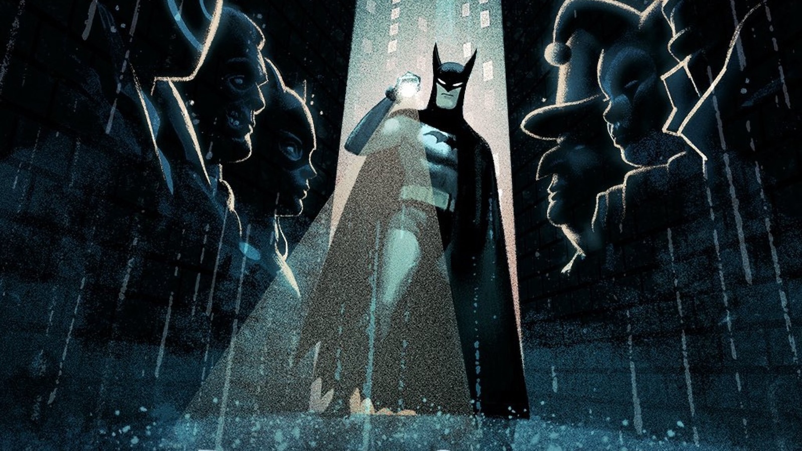 Un poster art di Batman: Caped Crusader.