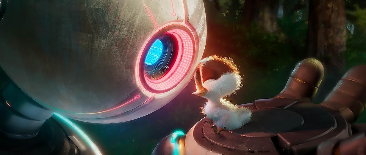 Una scena del film animato Il robot selvaggio