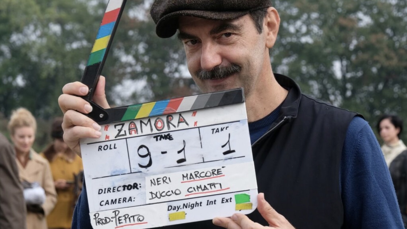 Neri Marcorè sul set di Zamora