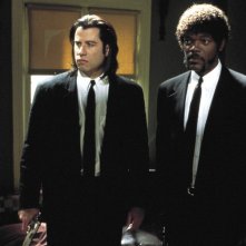 Pulp Fiction: John Travolta e Samuel L. Jackson in una scena del film