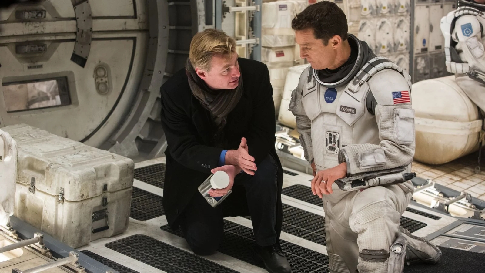 Christopher Nolan e Matthew McConaughey durante le riprese di Interstellar