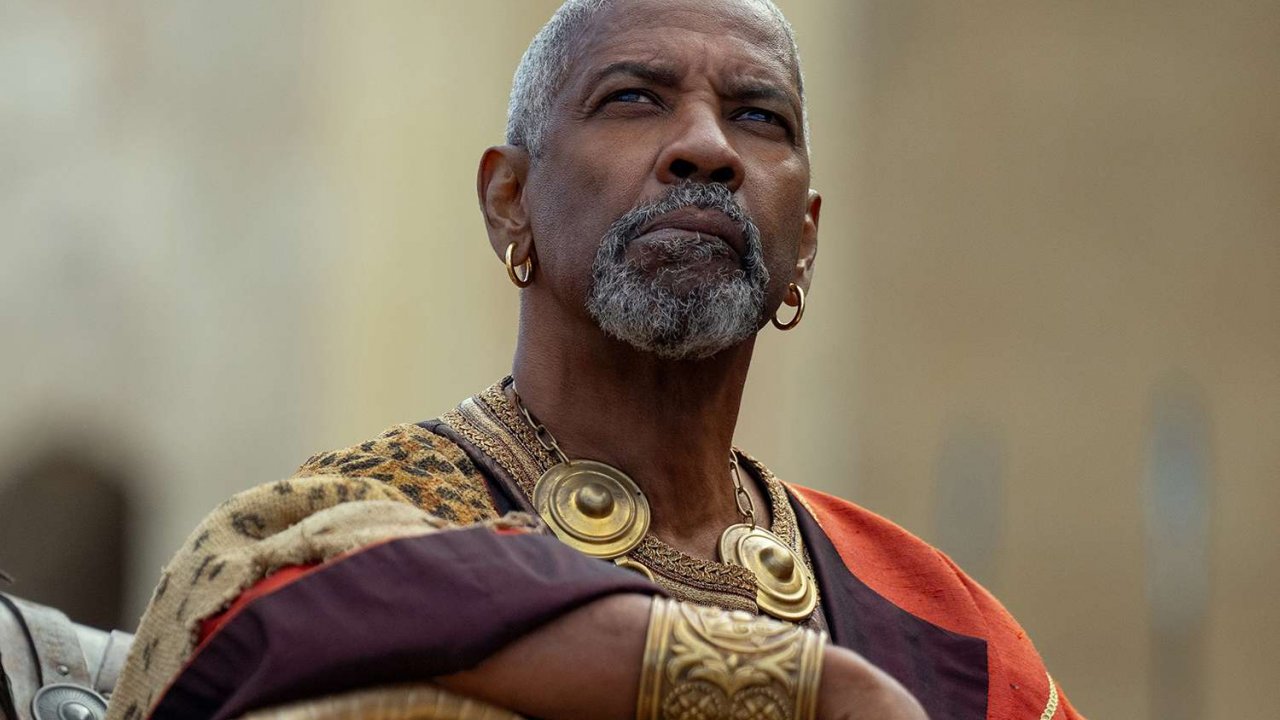 Denzel Washington nei panni del suo personaggio in Il Gladiatore 2