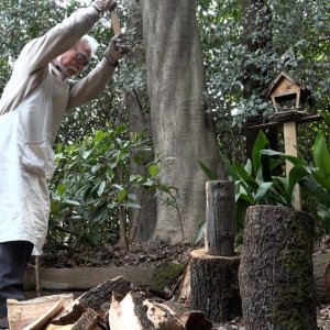 Hayao Miyazaki e l'airone: il Maestro mentre spacca la legna