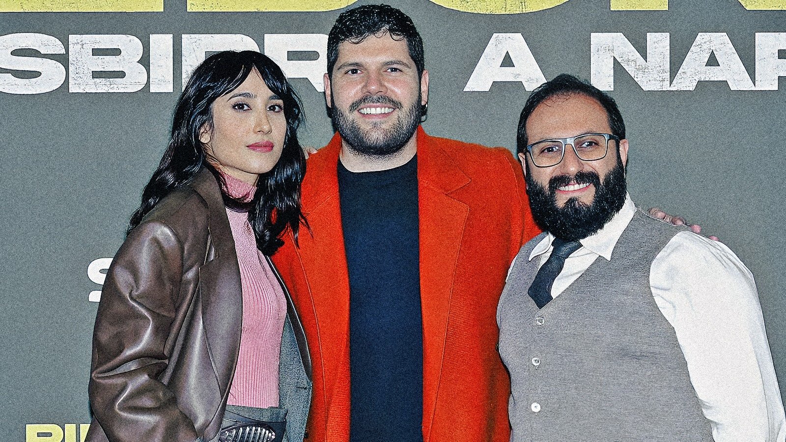 Salvatore Esposito, Fabio Balsamo e Silvia D'Amico al photocall di Piedone. Foto di Simona Panzini