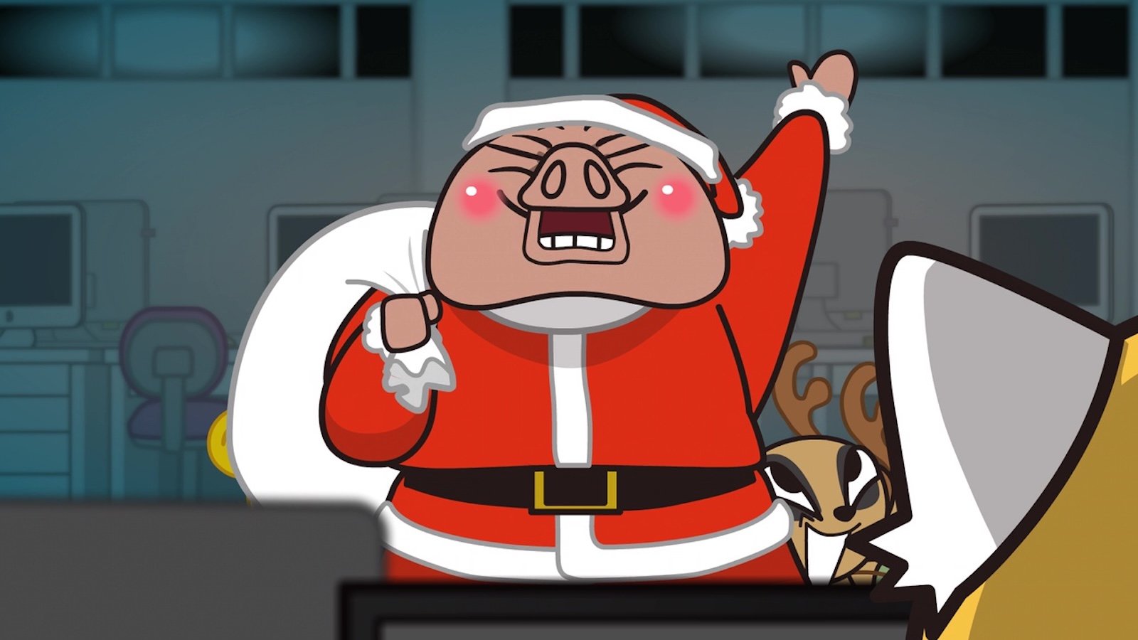 Una scena dello speciale di Natale di Aggretsuko