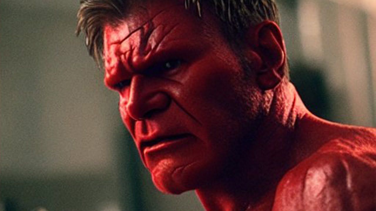 Primo piano di Red Hulk