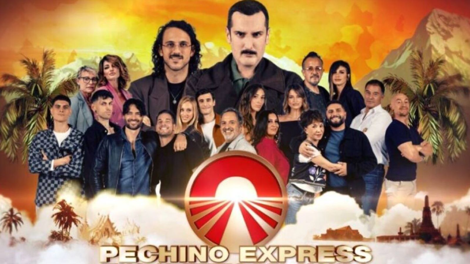 Il poster con le coppie e i conduttori di Pechino Express 2025