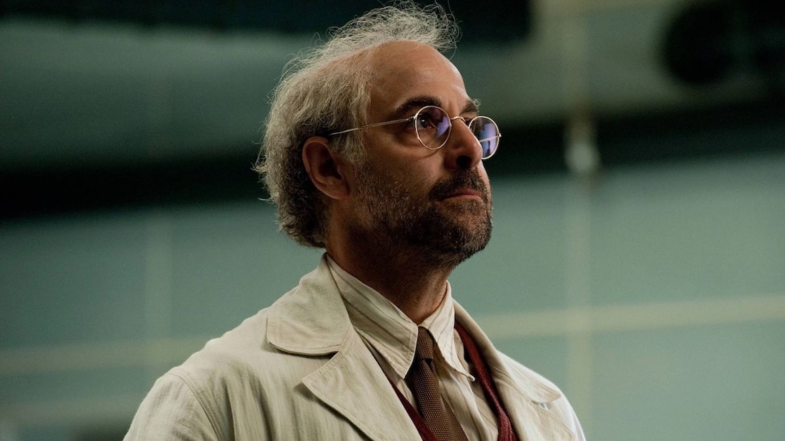 Stanley Tucci in una scena di Captain America - Il primo Vendicatore