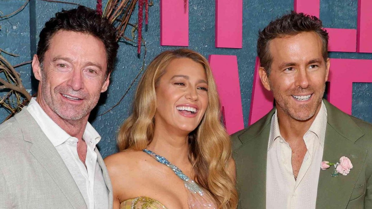 Hugh Jackman con Blake Lively e Ryan Reynolds