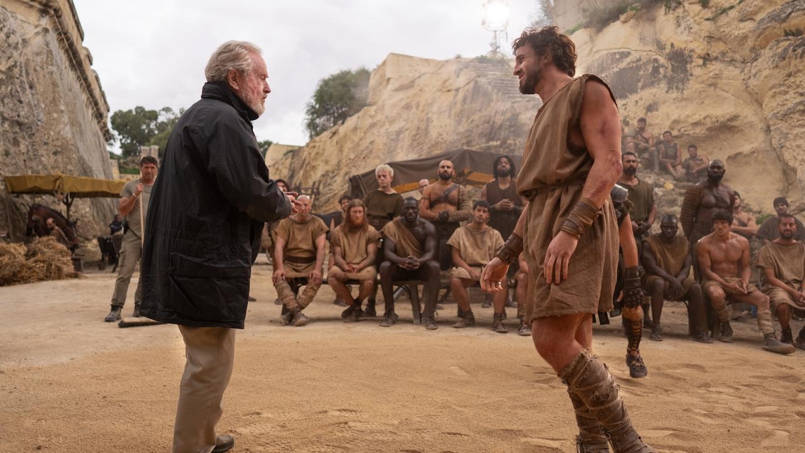 Ridley Scott e Paul Mescal sul set de Il Gladiatore 2