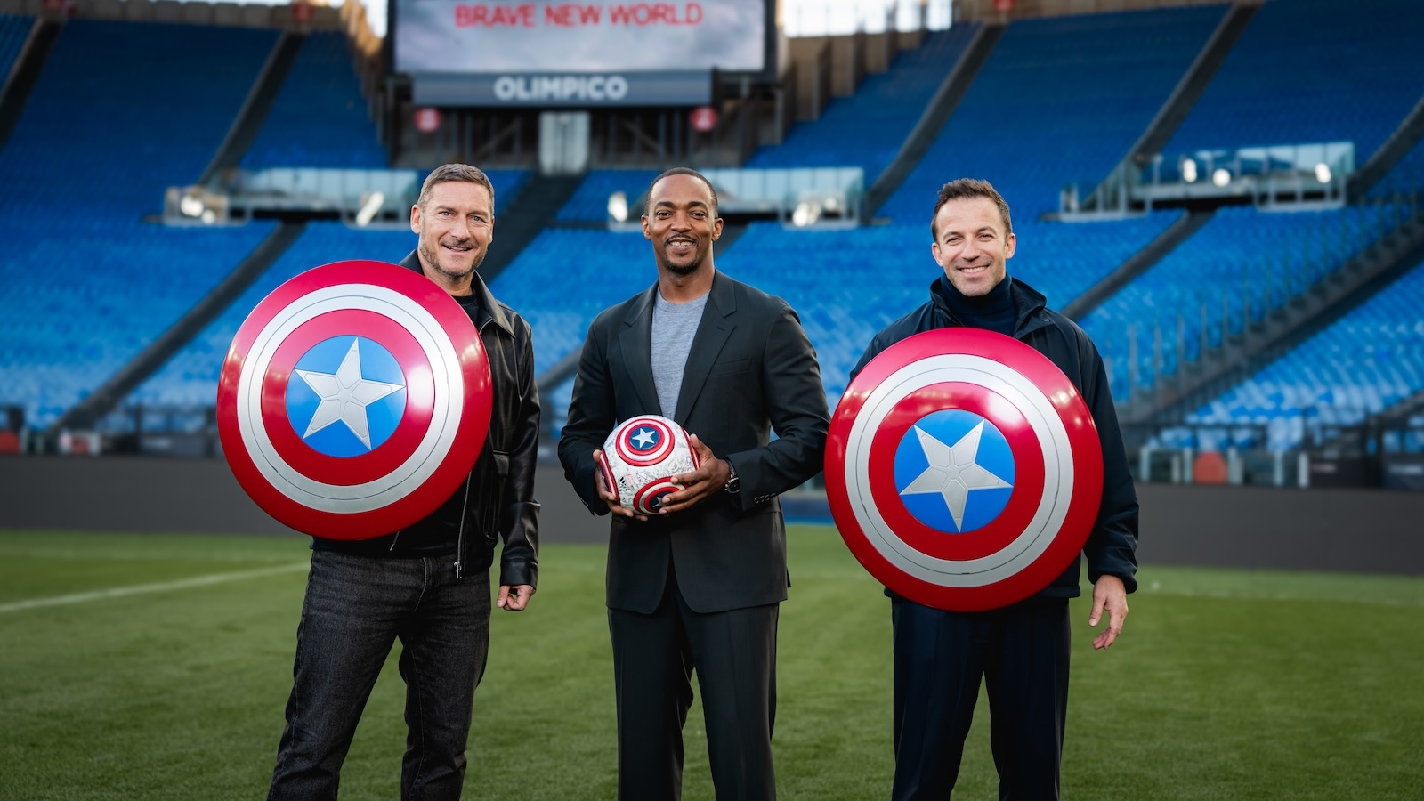 Francesco Totti, Anthony Mackie e Alessandro Del Piero allo Stadio Olimpico