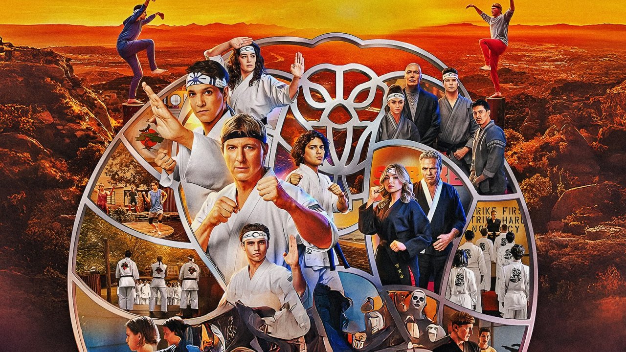 Ralph Macchio  e Willam Zabka, alias Daniel e Johnny, in una scena che riprende Karate Kid e Rocky III