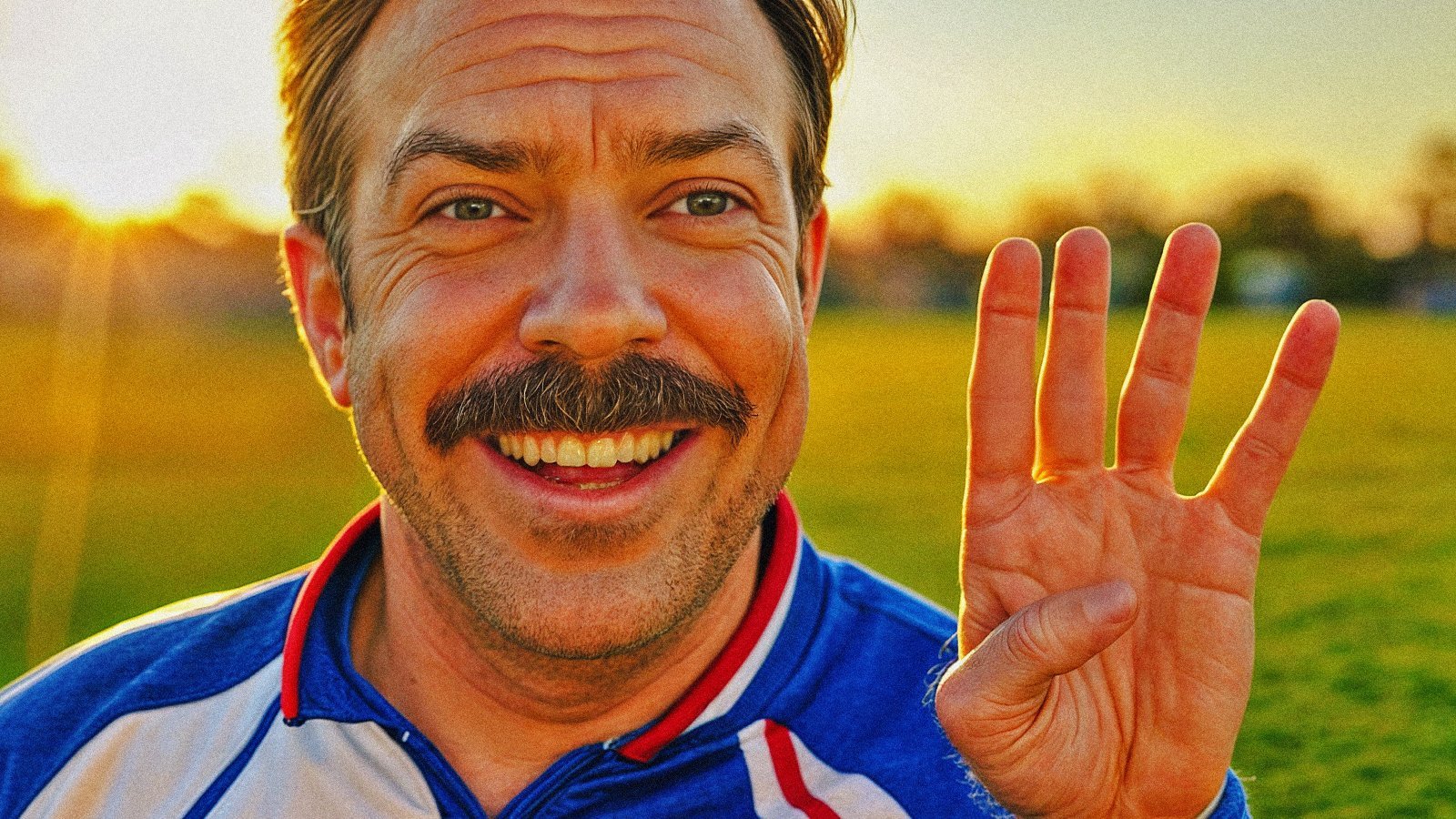 Un'immagine di Jason Sudeikis in Ted Lasso.