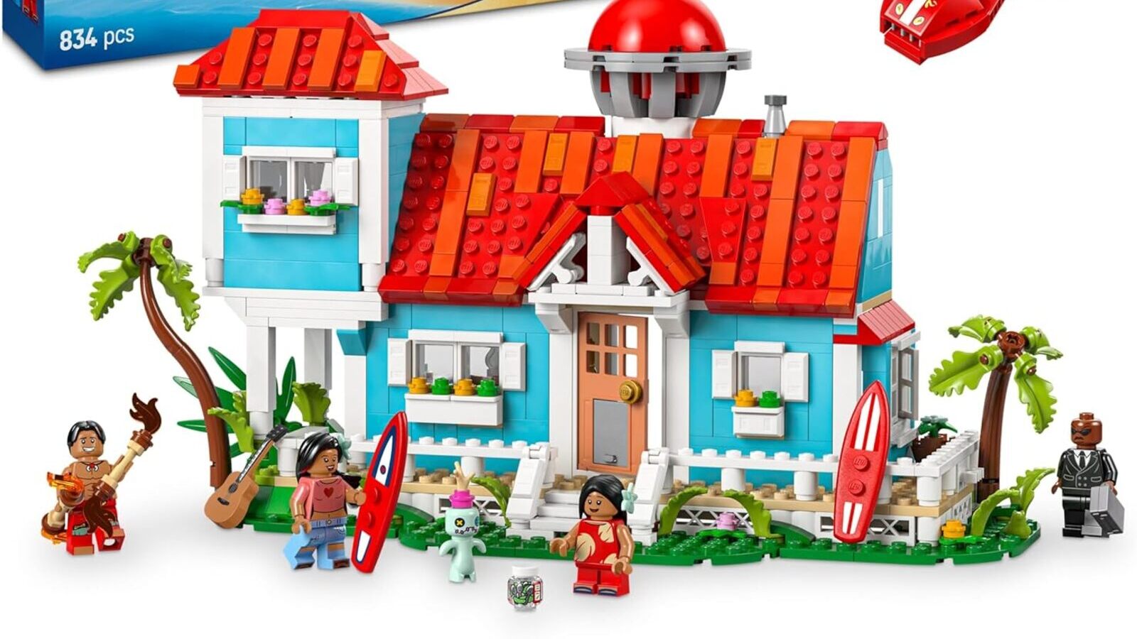 Il set LEGO Disney Casa sulla Spiaggia di Lilo e Stitch da un'immagine di Amazon.