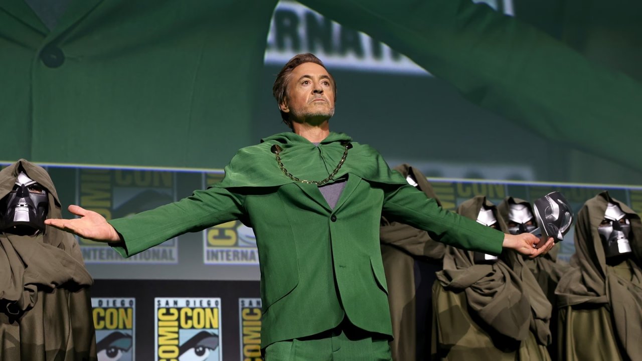 Robert Downey Jr in una foto del San Diego Comic Con