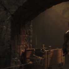 Daredevil: Rinascita. Charlie Cox in costume durante una sequenza del sesto episodio.