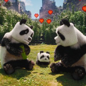Un film Minecraft: un'adorabible famigliola di panda