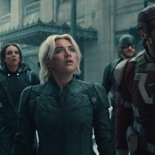 Thunderbolts*: Wyatt Russell, David Harbour, Sebastian Stan, Hannah John-Kamen, Florence Pugh in un'immagine