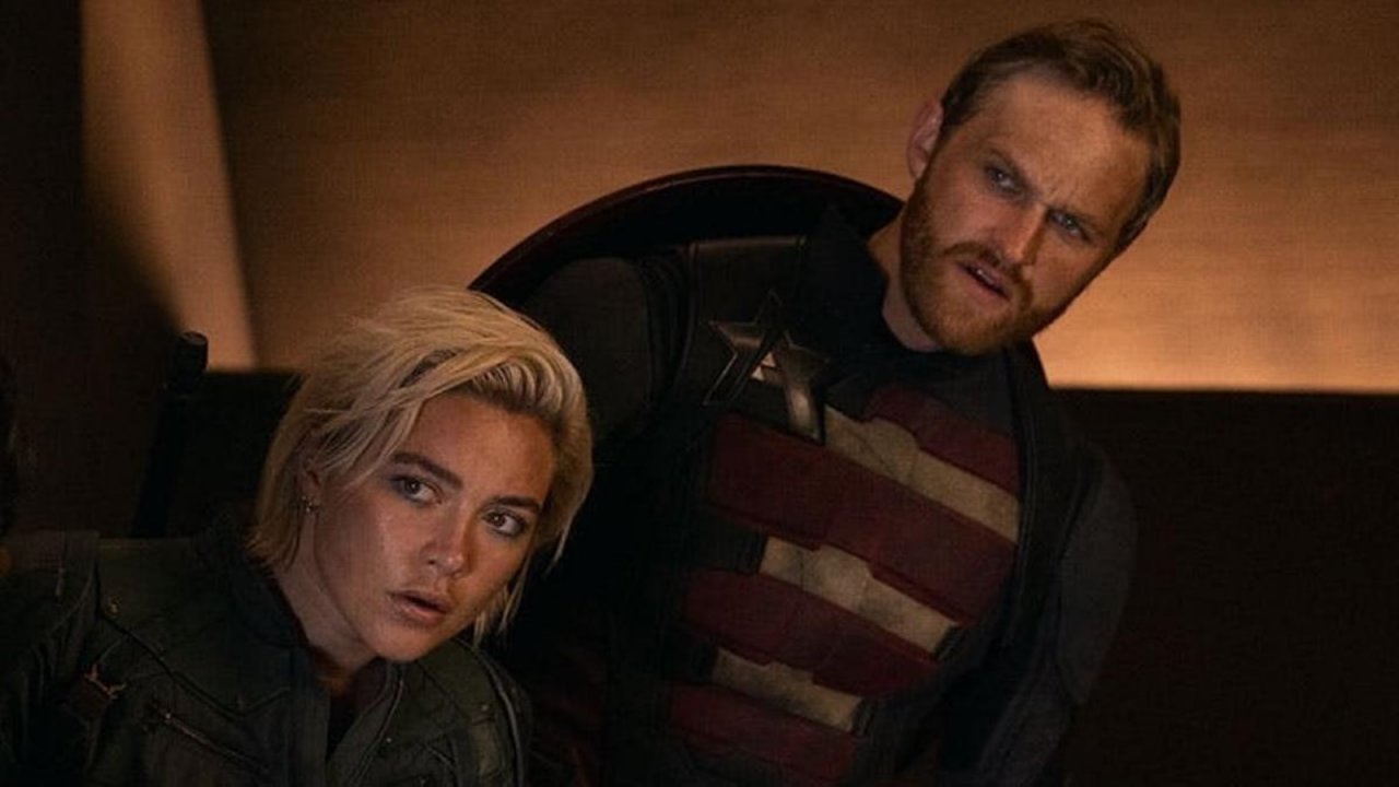Thunderbolts*: Florence Pugh e Wyatt Russell in una scena