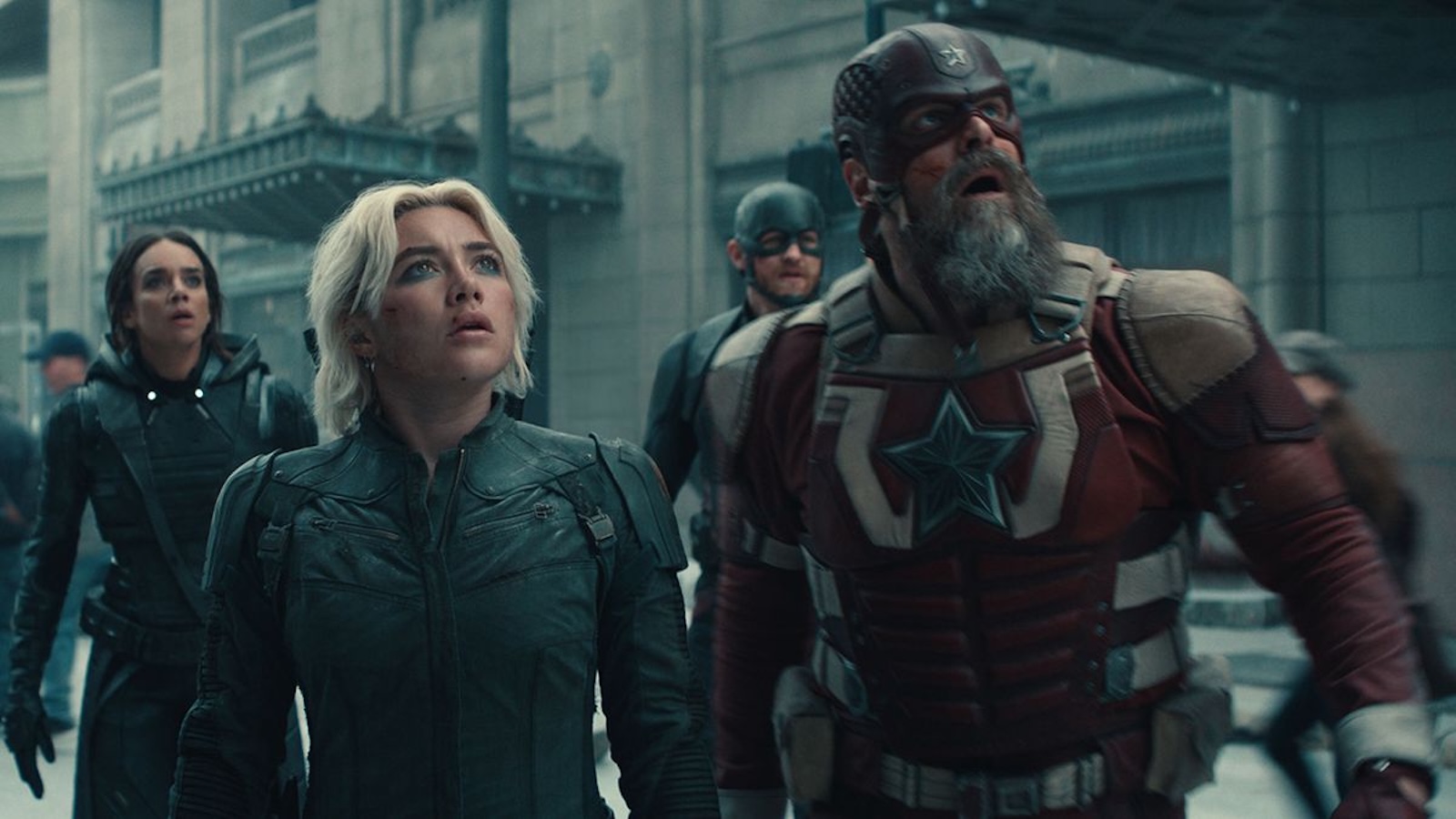 Thunderbolts*: Florence Pugh e David Harbour in una scena