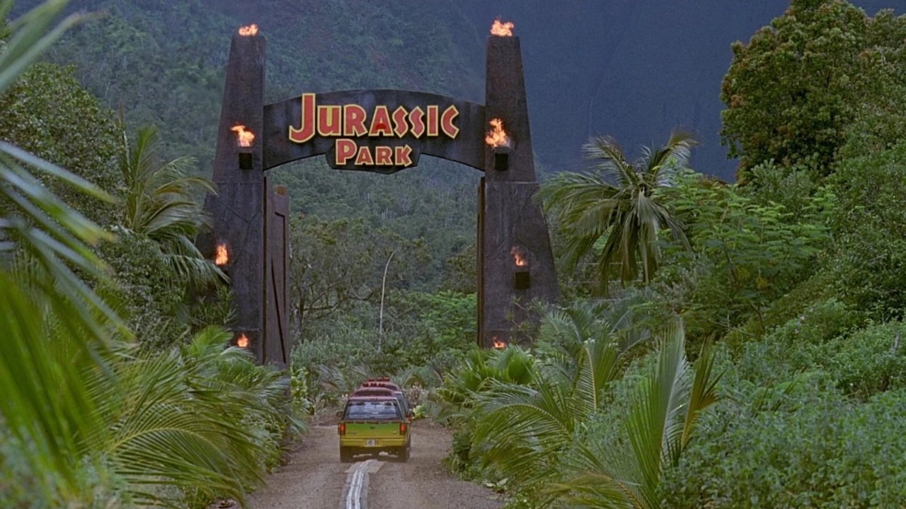 Una scena di Jurassic Park.