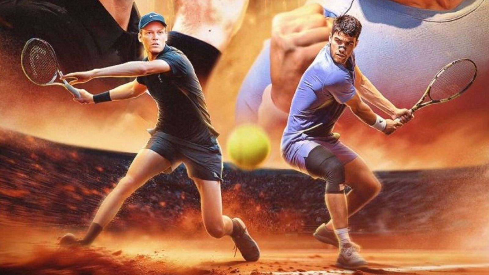 Poster della finale degli  Internazionali di Roma 2025 tra Sinner e Alcaraz