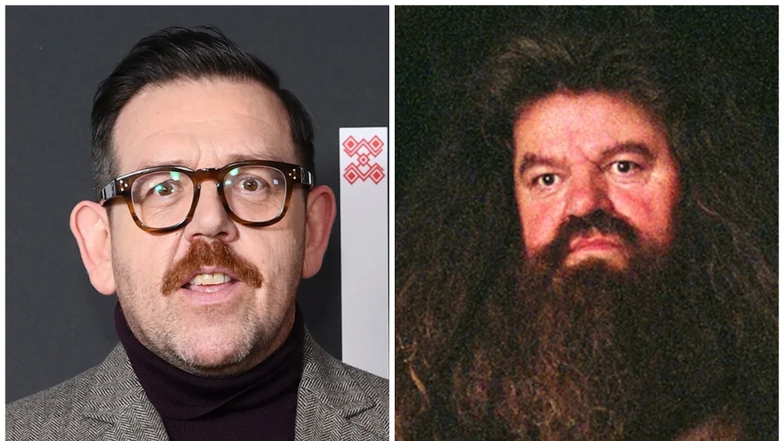 Nick Frost e Robbie Coltrane nei panni di Hagrid