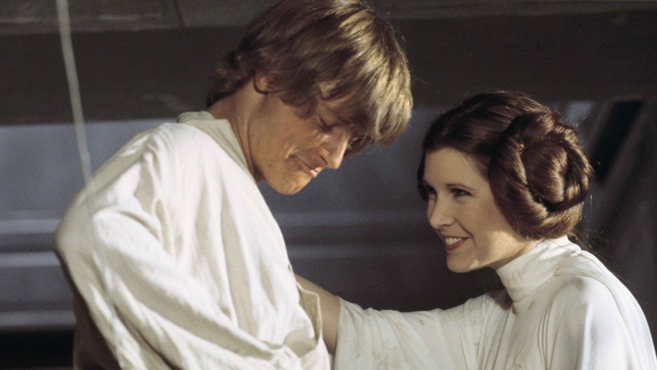 Mark Hamill e Carrie Fisher sul set di Star Wars