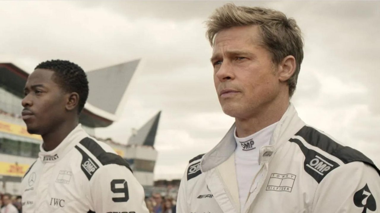 Brad Pitt e Damson Idris sul circuito di F1