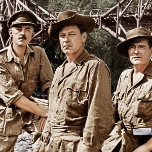 Il ponte sul fiume Kwai: Alec Guinness, William Holden e Jack Hawkins