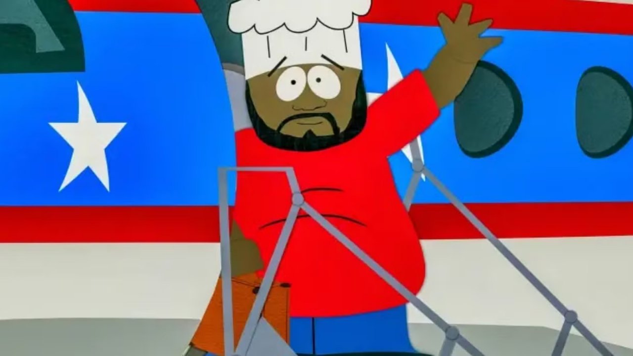 Una scena di South Park con Chef