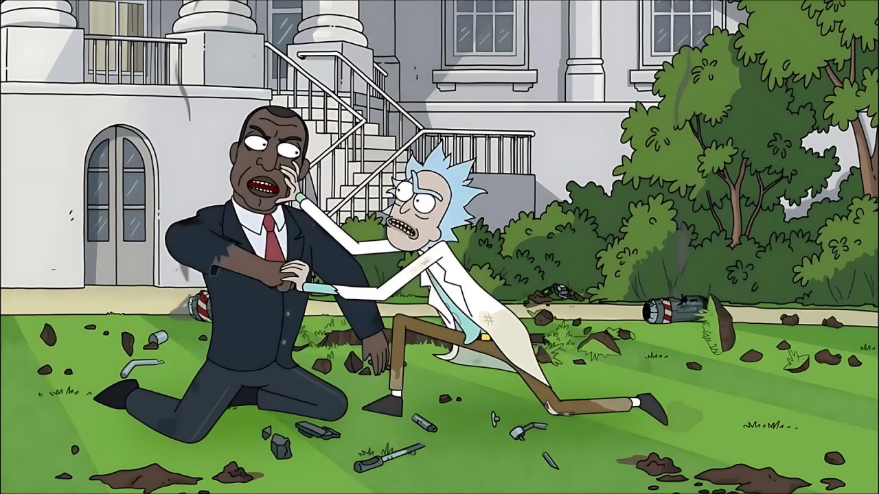 Una scena del presidente Curtis di Rick and Morty