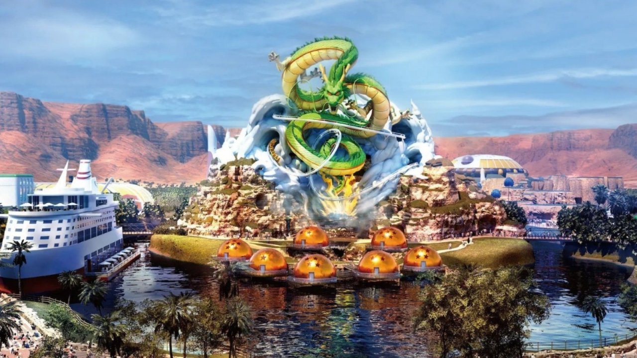 Una concept art del parco di Dragon Ball