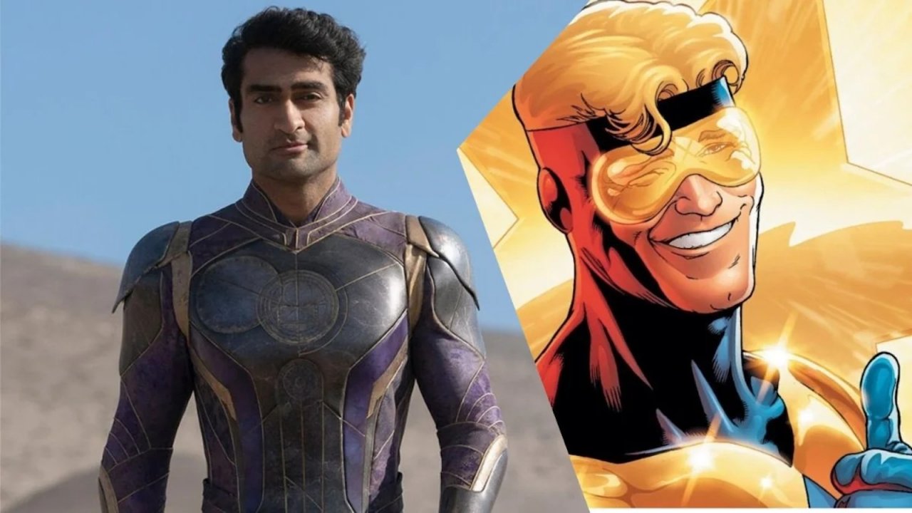 Kumail Nanjiani in un'immagine di Eternals e Booster Gold